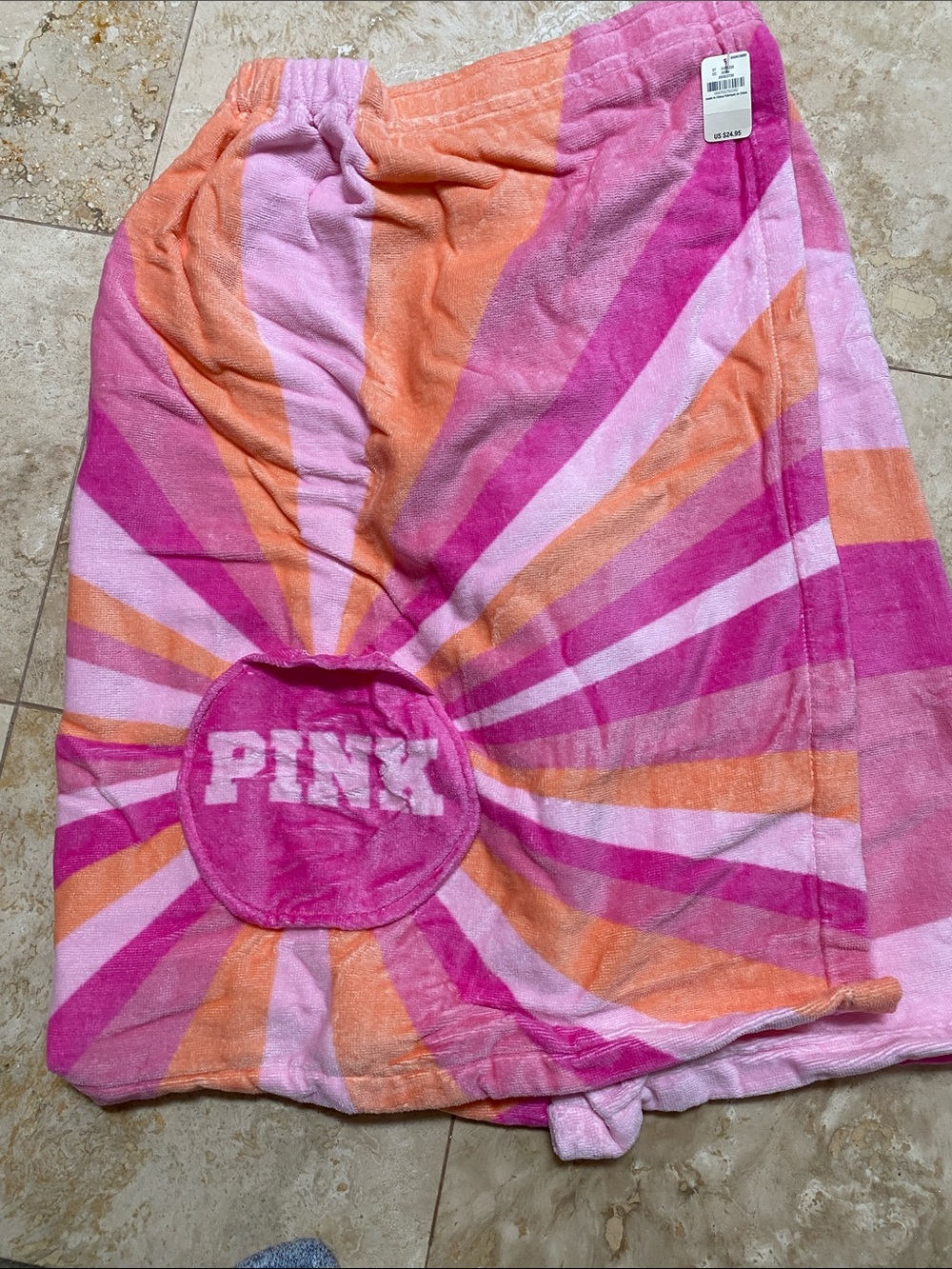 PINK Victoria's Secret Sunburst Wrap Mini CoverUp in Pink & Orange